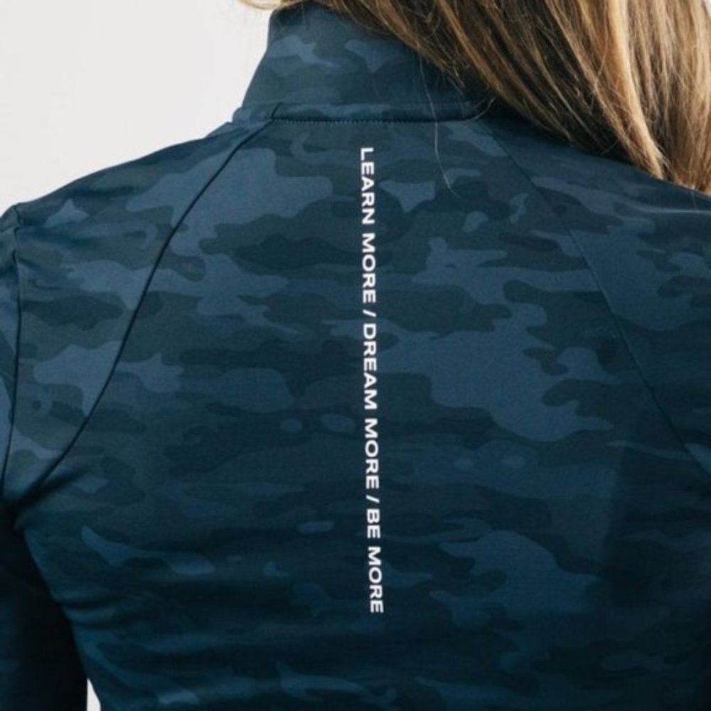 NEW ALPHALETE WOMEN'S PREMIUM CROP JACKET Navy Camo - Picture 6 of 8